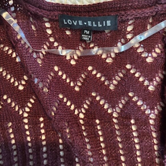 Love Ellie Burgandy Benhill Pointelle Duster Cardigan Medium Petite - Picture 7 of 10